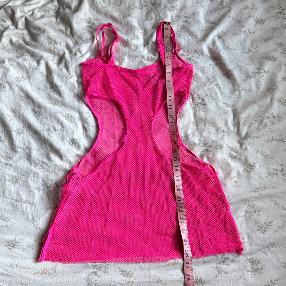 Neon pink net bikini coverup mini dress size small in great condition never worn - Picture 8 of 10